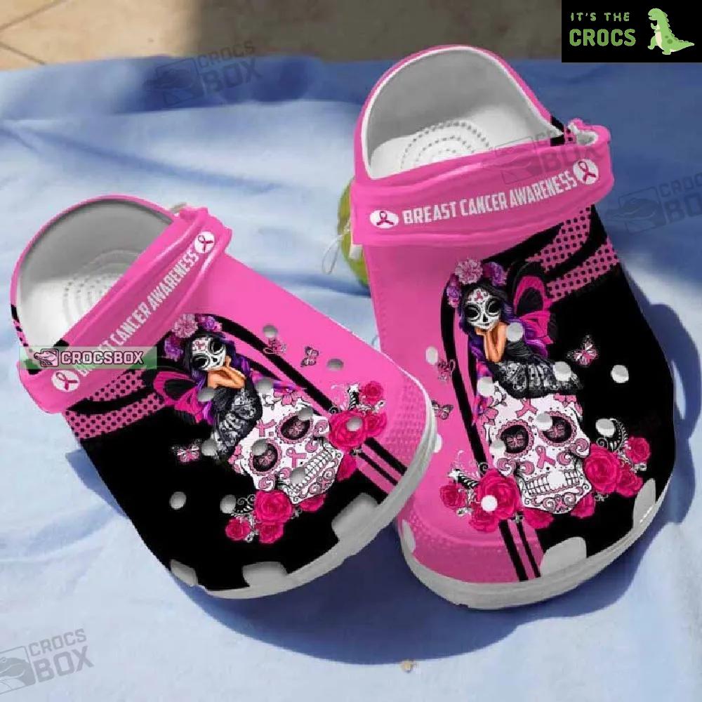 Butterfly Girl Breast Cancer Awareness Crocs