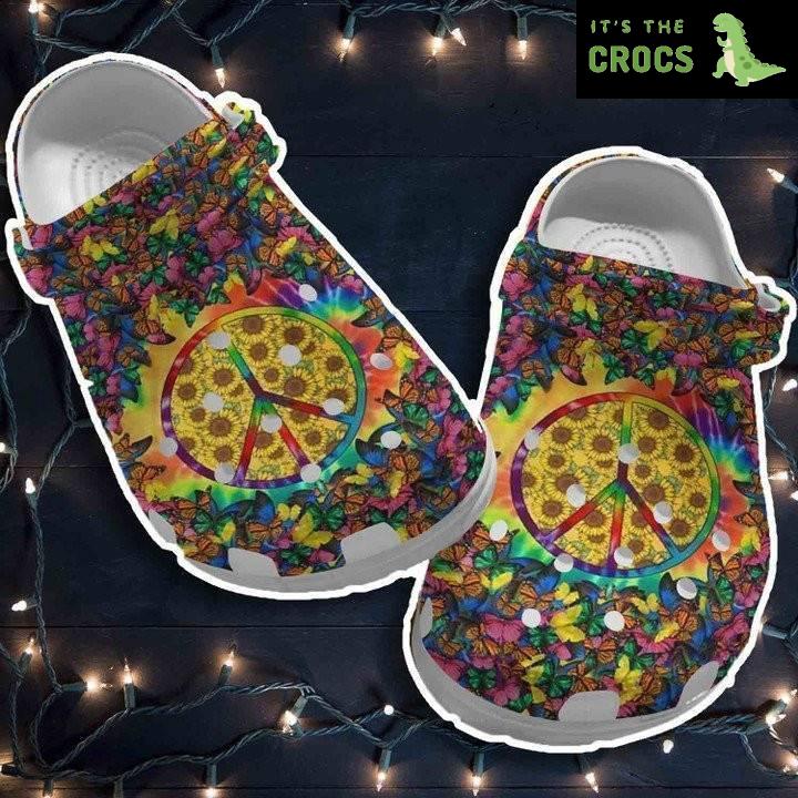 Butterfly Hippie Croc Shoes Sunflower Clog