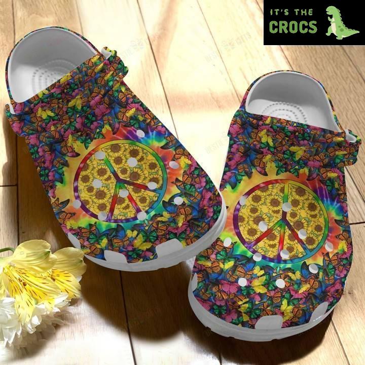 Butterfly Hippie Sunflower Crocs Classic Clogs Shoes