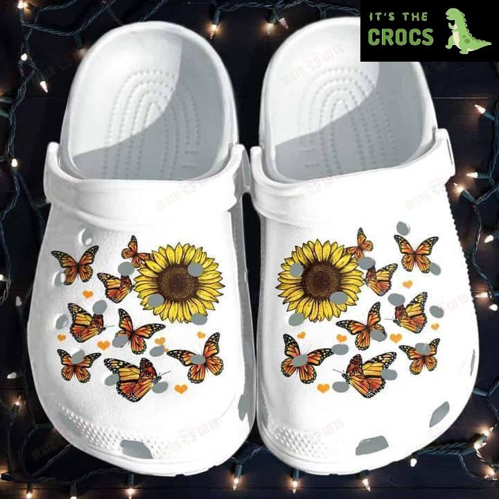 Butterfly Sunflower Be Kind Crocs Classic Clogs Shoes
