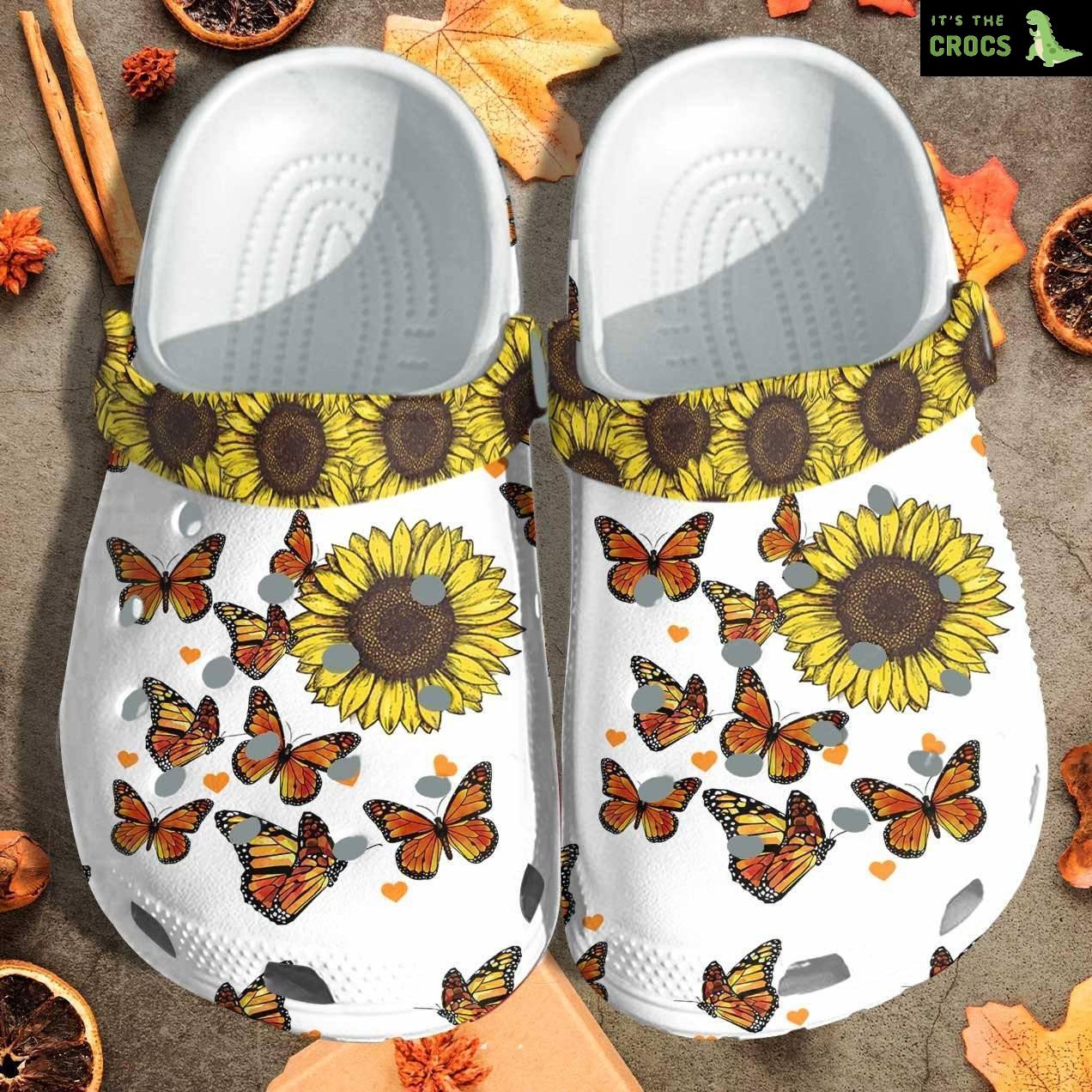 Butterfly Sunflower Be Kind Custom Crocs Shoes Clogs – Sunflower Autism Cancer Awareness Outdoor