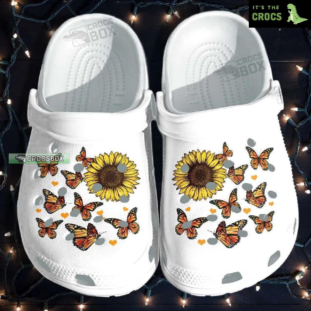 Butterfly Sunflower White Crocs Footwear
