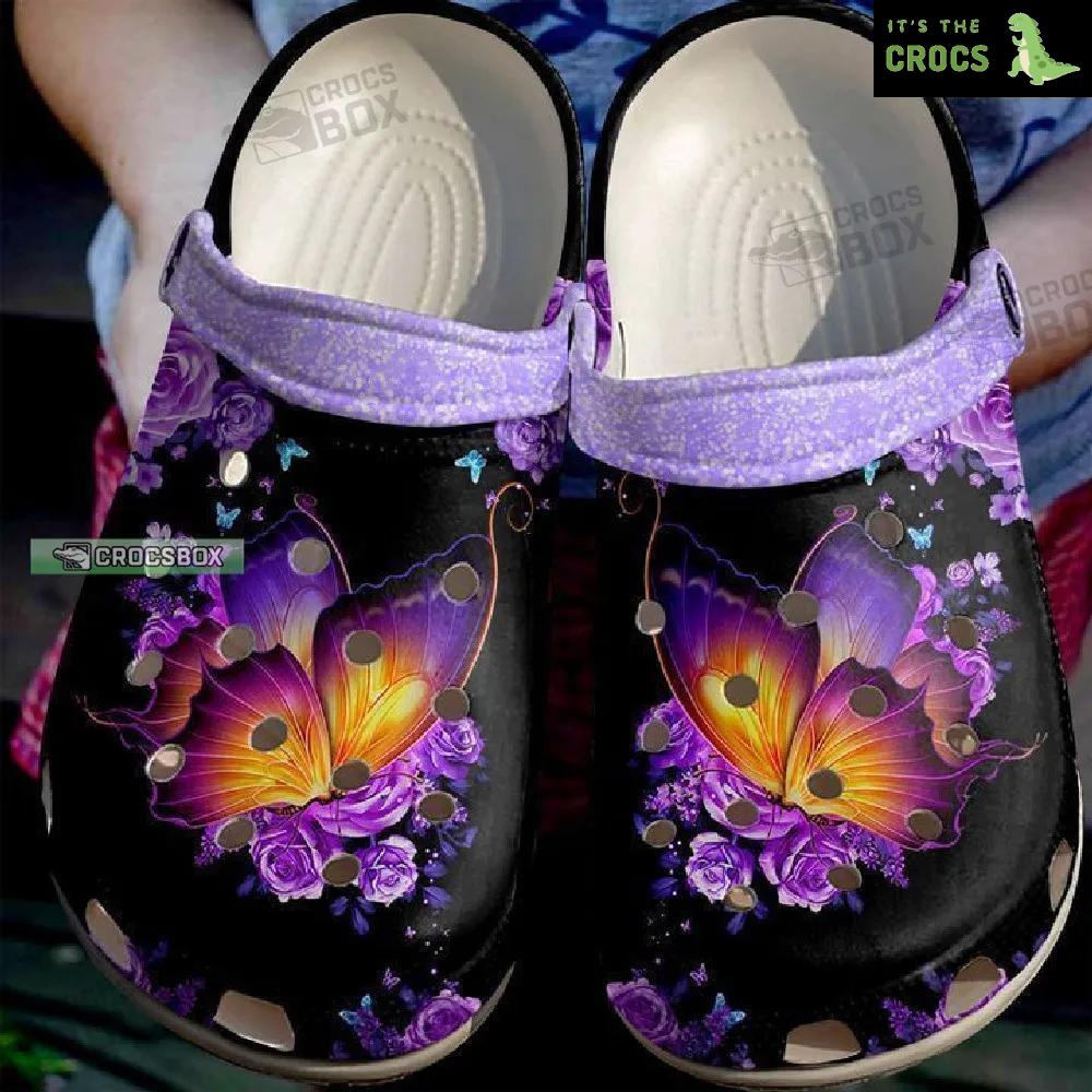 Butterfly With Flower Crocs Clogs
