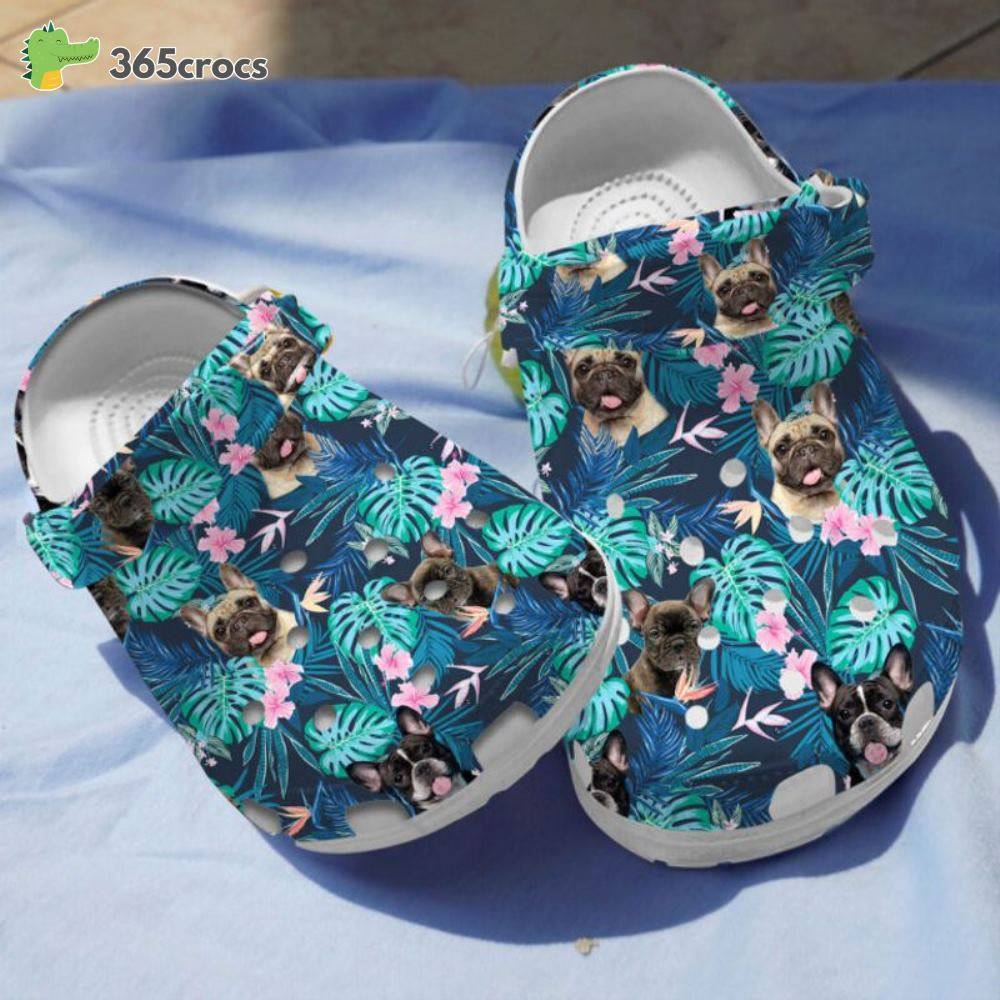 Camo French Bulldogbulldog Tropical Leaf Pattern Dog Mom Gift Crocs Clog Shoes