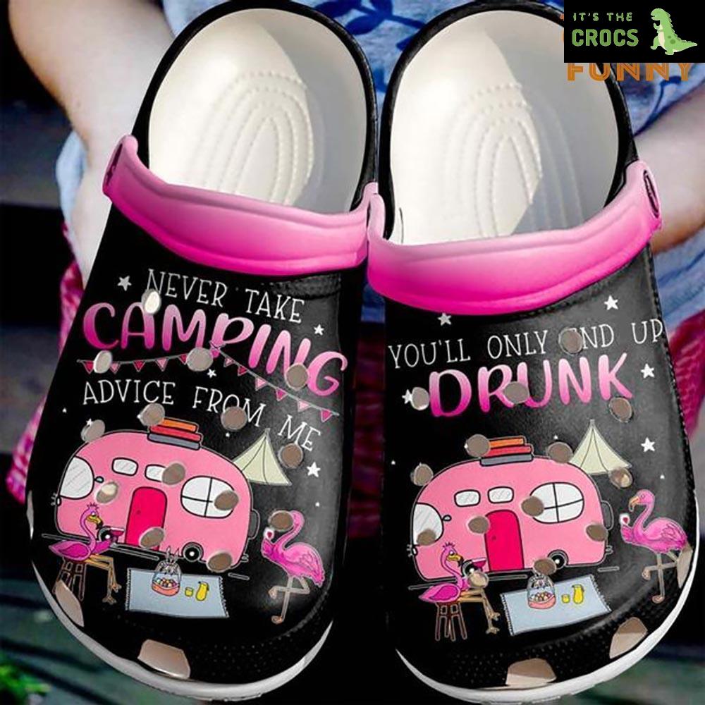 Camping Drunk With Flamingo Crocs