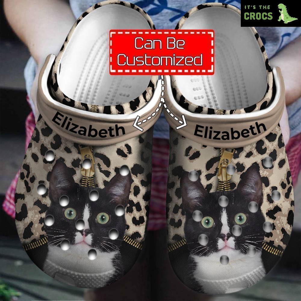 Cat – Cat Lovers Personalized Clogs Crocs Shoes With Leopard Pattern For Men And Women