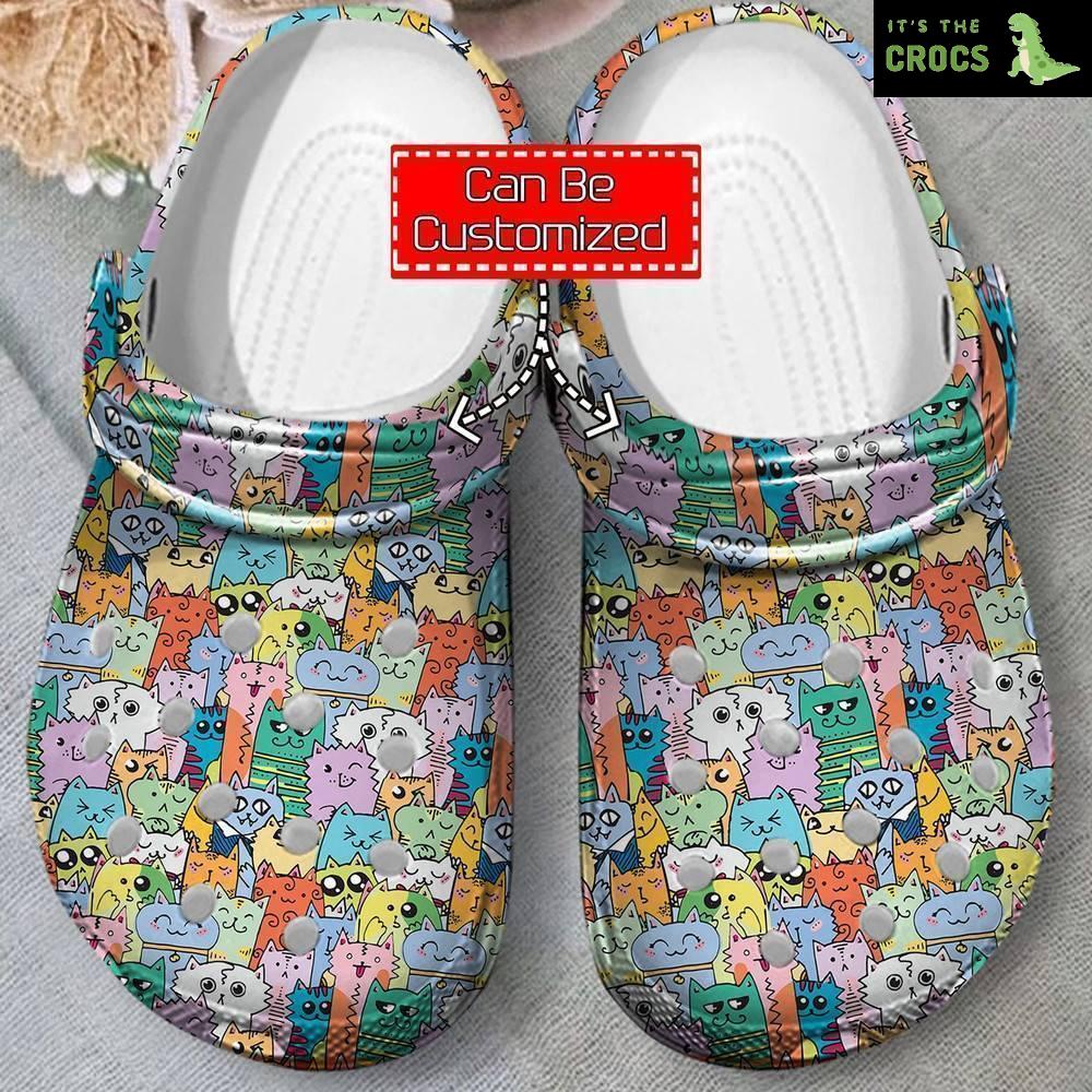 Cat – Kawaii Doodle Cats Clog Crocs Shoes For Men And Women