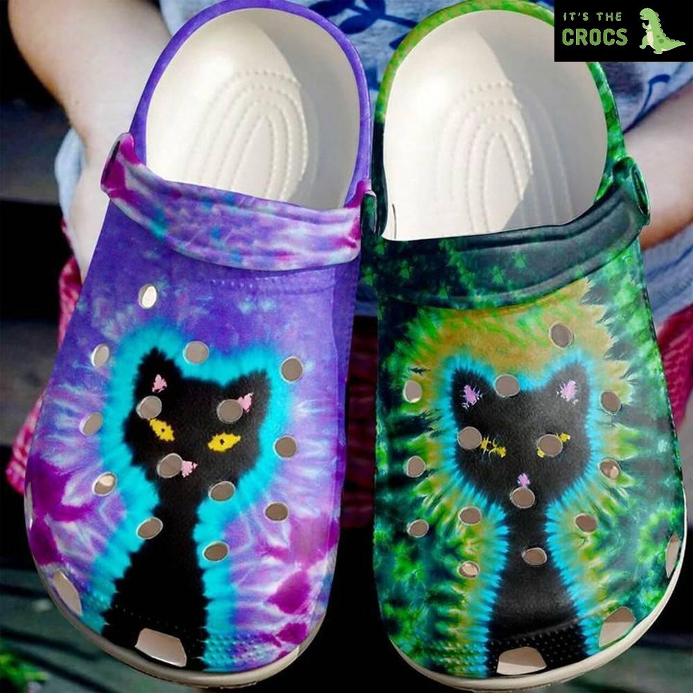 Cat Black And Colors Omber Gift For Lover Rubber clog Crocs Shoes