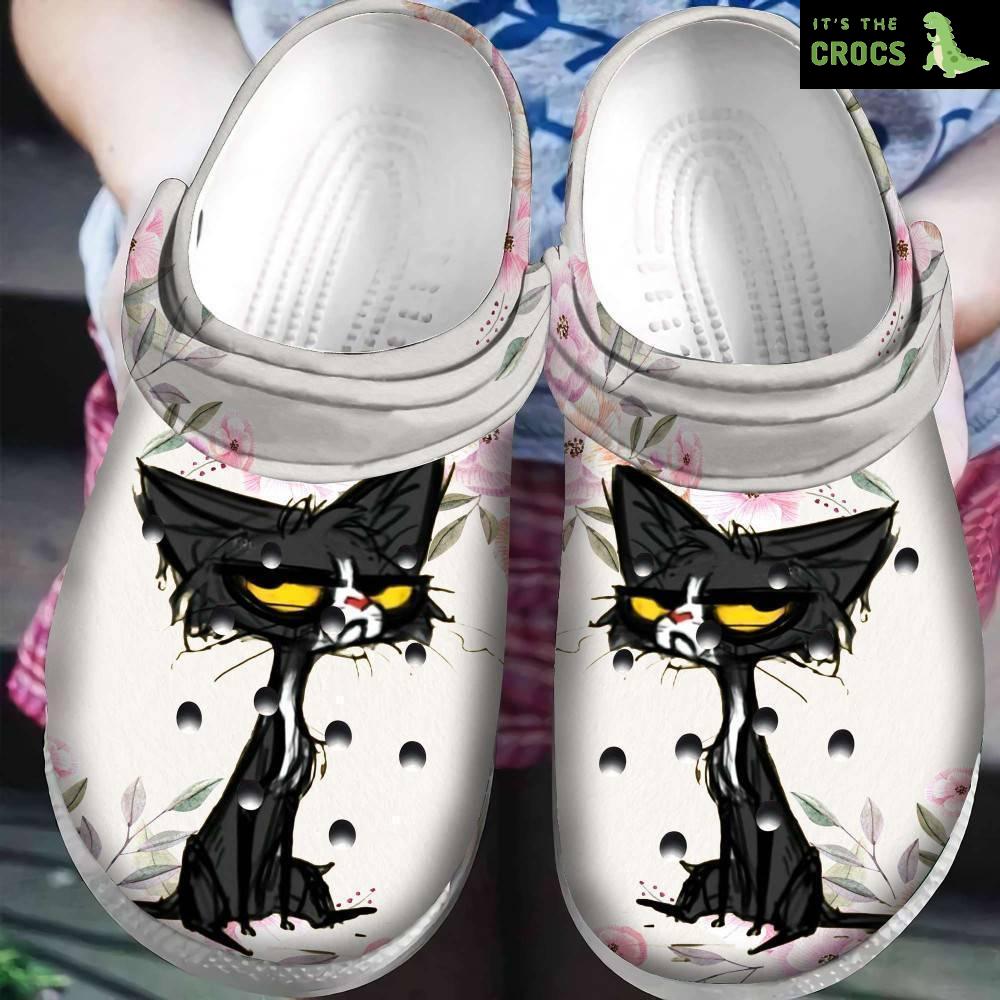 Cat Black For Men And Women Gift For Fan Classic Water Rubber clog Crocs Shoes
