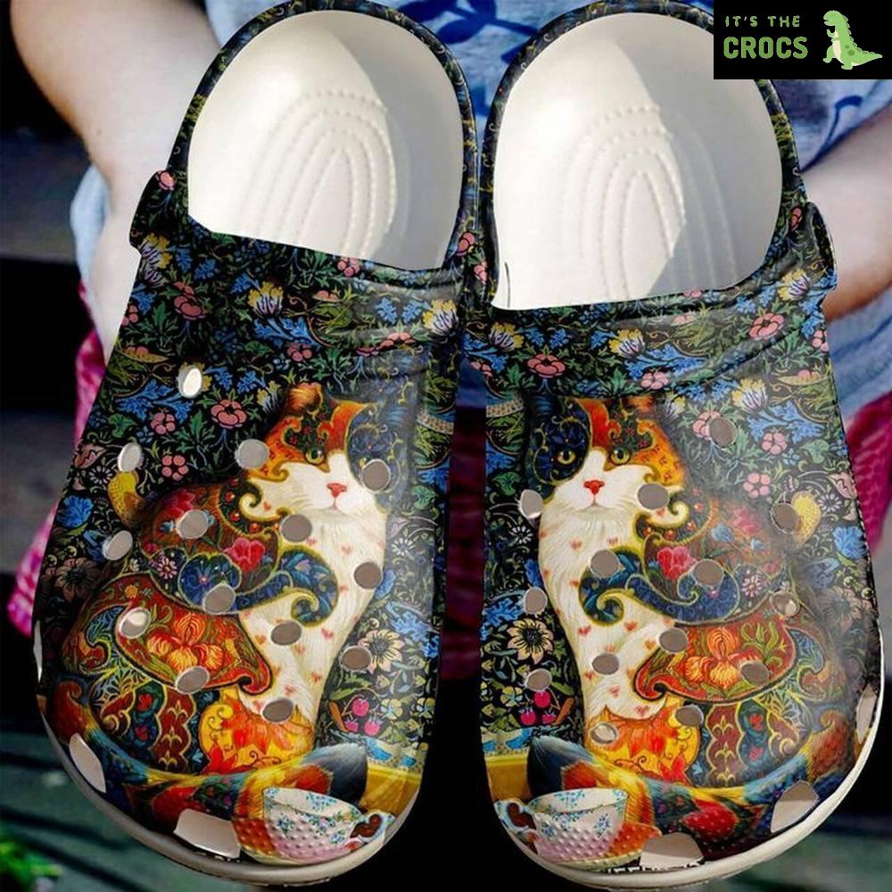 Cat Colorful 102 Gift For Lover Rubber clog Crocs Shoes
