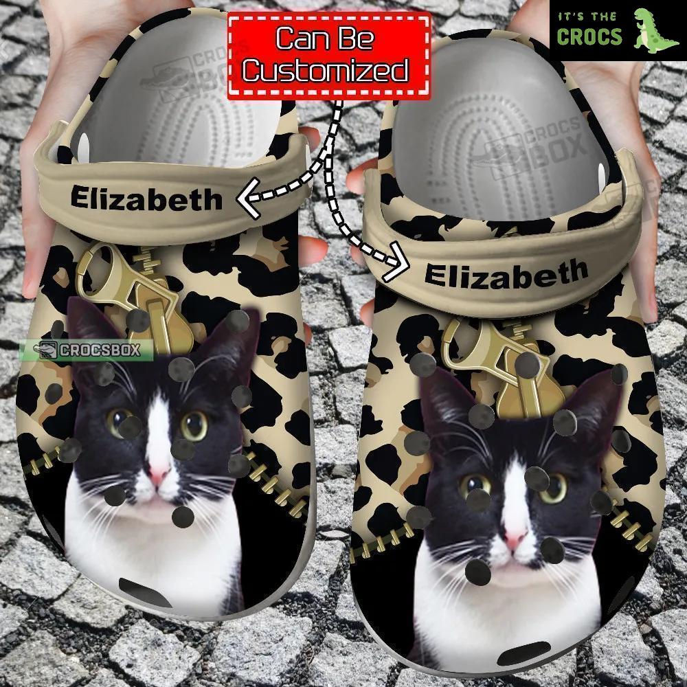Cat Lovers Personalized Crocs Shoes With Leopard Pattern