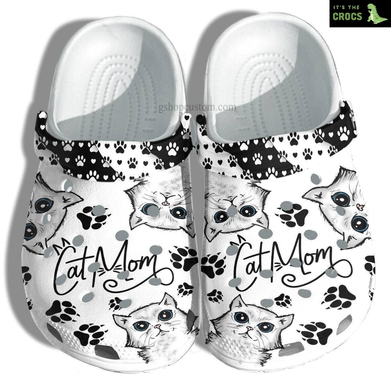 Cat Mom Black White Croc Crocs Clog Shoes Mother Day Gift – Cat Lover Crocs Clog Shoes For Women