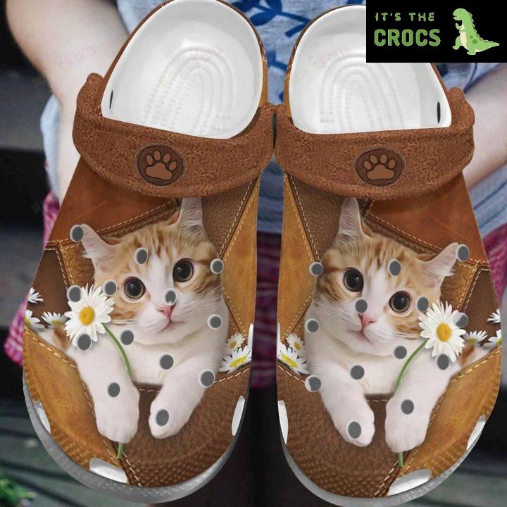 Cat White Sole Daisy Cat Crocs Classic Clogs Shoes