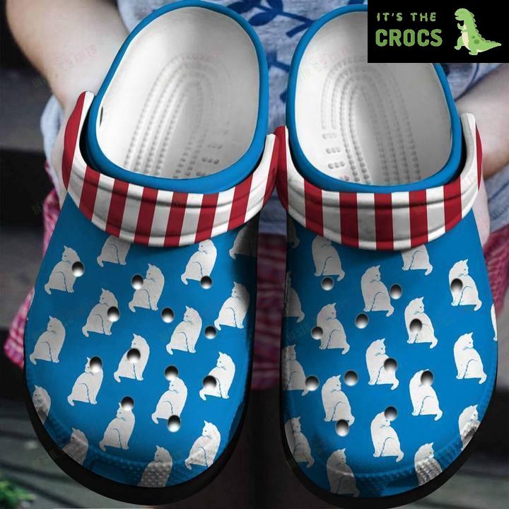 Cat With American Flag Crocs Classic Clogs Shoes