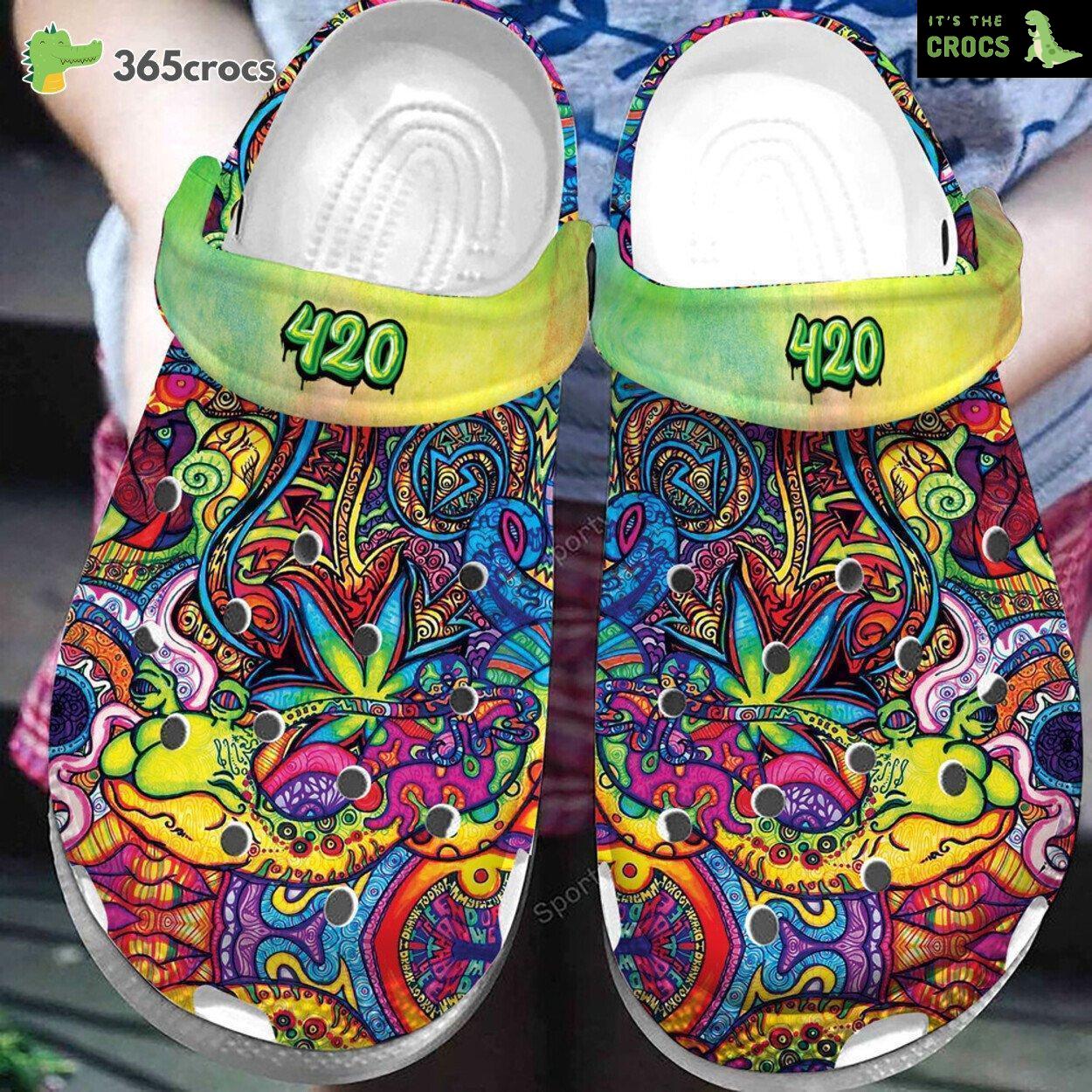 Celebrate 420 Hippie Trippy Tie Dye Weed Inspired Classic Clog Footwear
