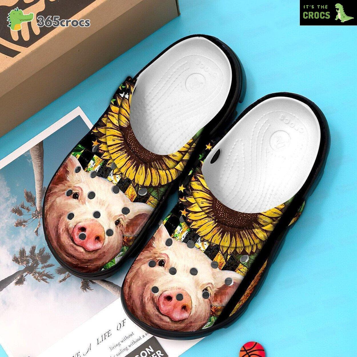 Celebrate Love Girls Adore Pigs Sunflower Customized Clog Gift Design