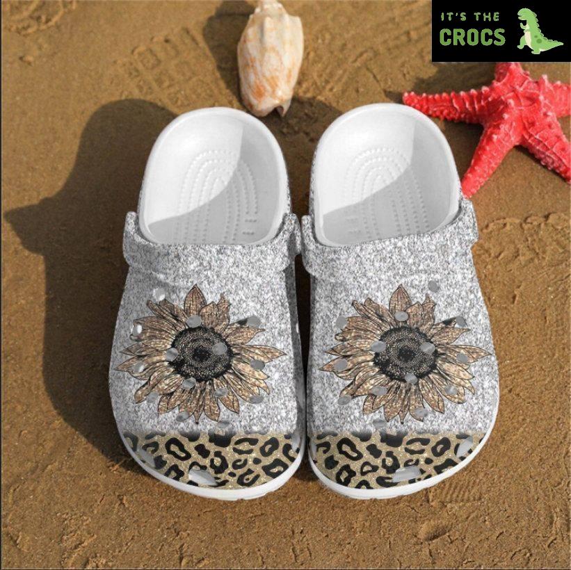 Cheetah Flower Bling Bling Rubber clog Crocs Shoes