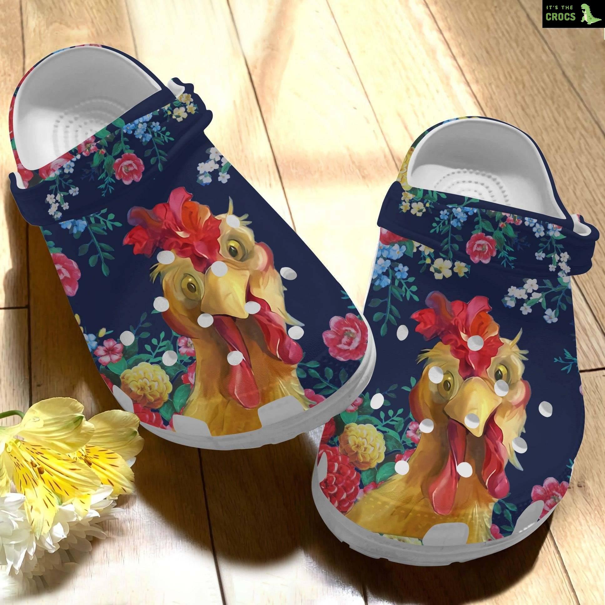 Chicken Clog Floral Vintage Gift For Mother Day – Chicken Collection Crocs Shoes Crocbland Clog Gifts For Mom Daughter