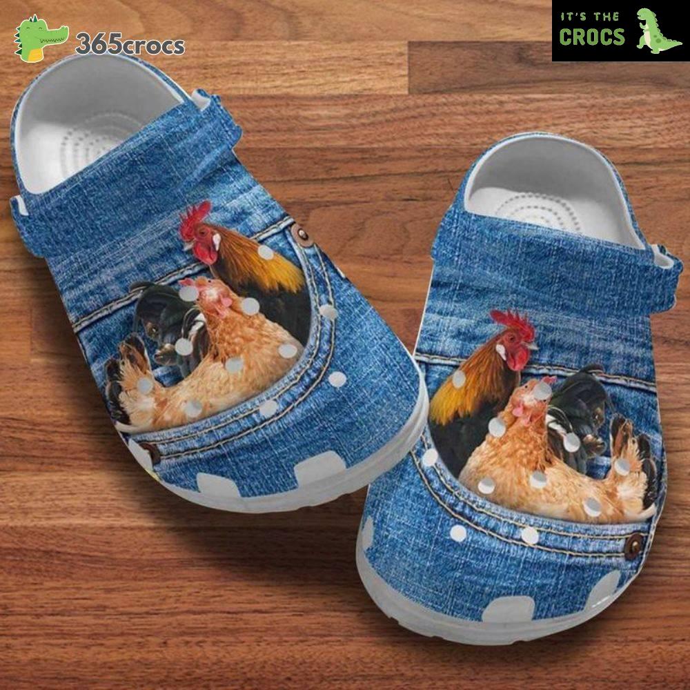 Chicken Couple In Pocket Classic Clog, Chickens Clog, Gift For Girlfriend And Boyfriend Crocs Clog Shoes