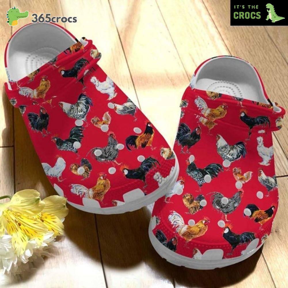 Chicken Croc Red Chicken Pattern Rooster Fans Farmhouse Family Crocs Clog Shoes