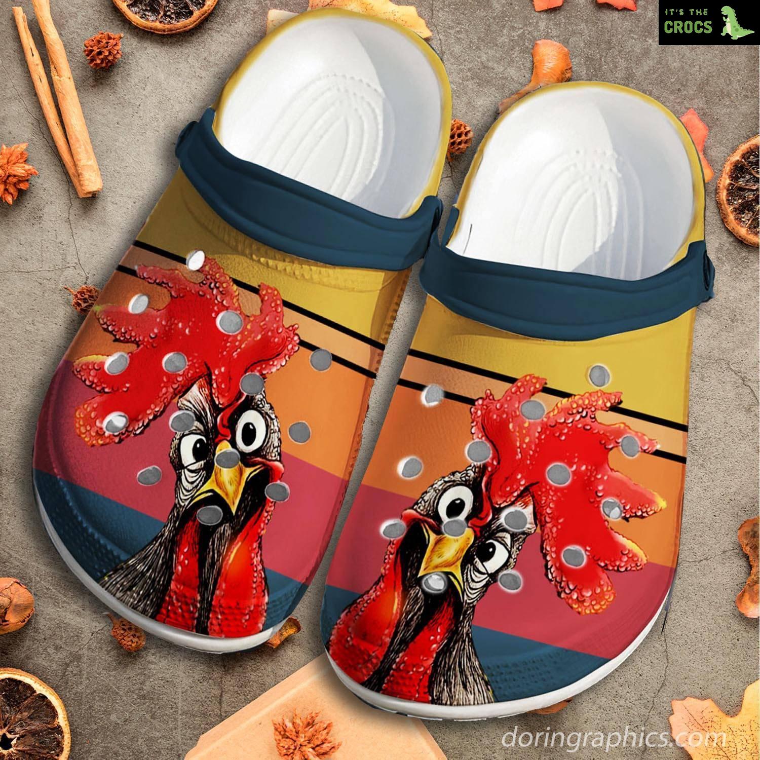 Chicken Looking Custom Crocs Clog Shoes Funny – Stop Starting Look Chicken Shoe Christmas Gift For Women Men