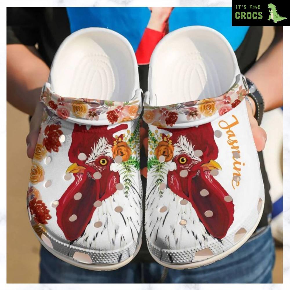 Chicken Personalized Floral Gift For Lover Rubber Crocs Clog Shoes
