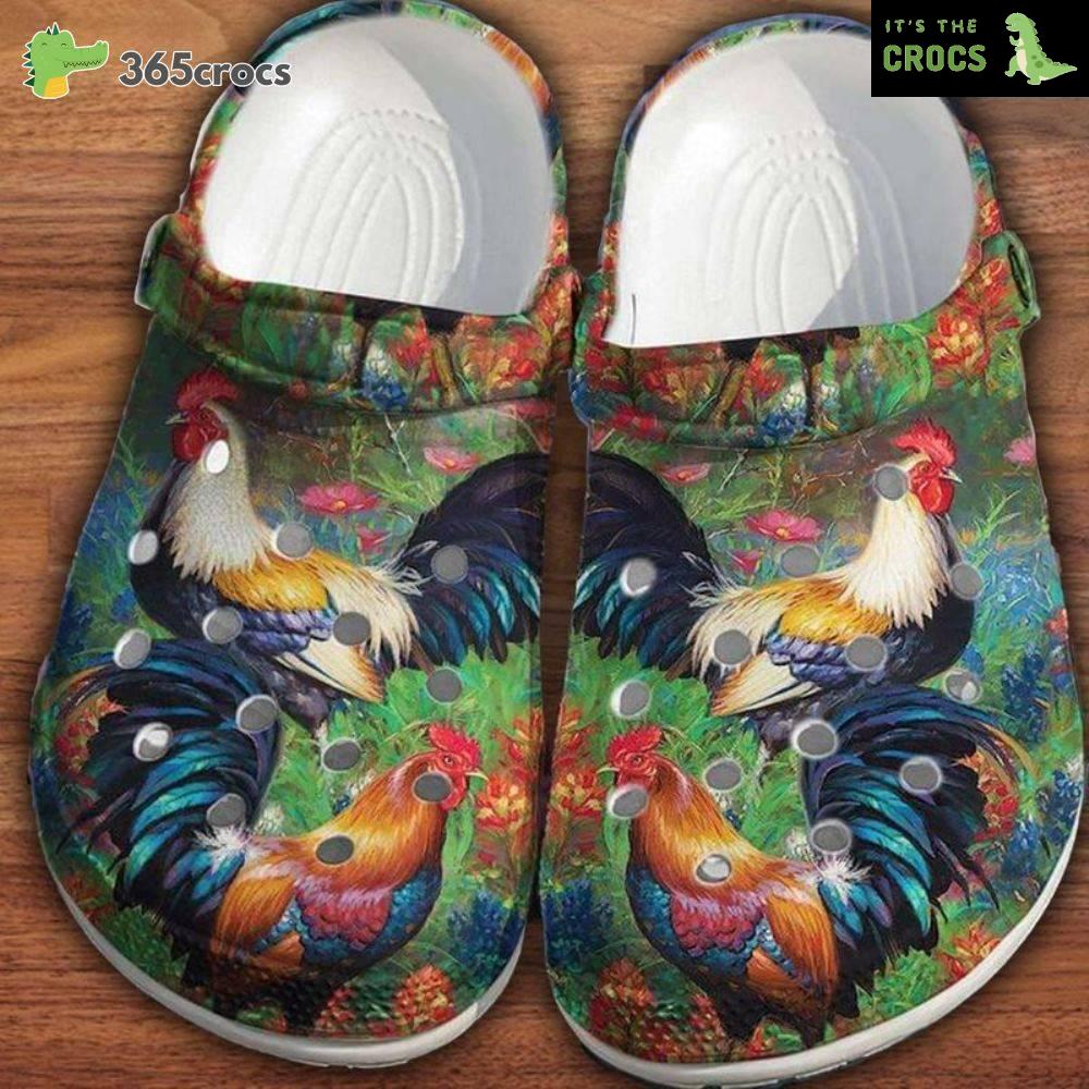 Chicken Rooster Nature Flower 3D Full Printing Croc Chicken Lovers Crocs Clog Shoes