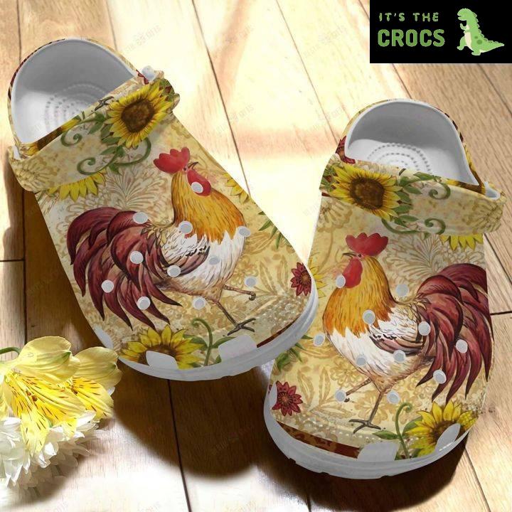 Chicken Sunflower Rooster Crocs Classic Clogs Shoes