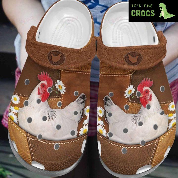 Chicken White Sole Daisy Chicken Crocs Classic Clogs Shoes