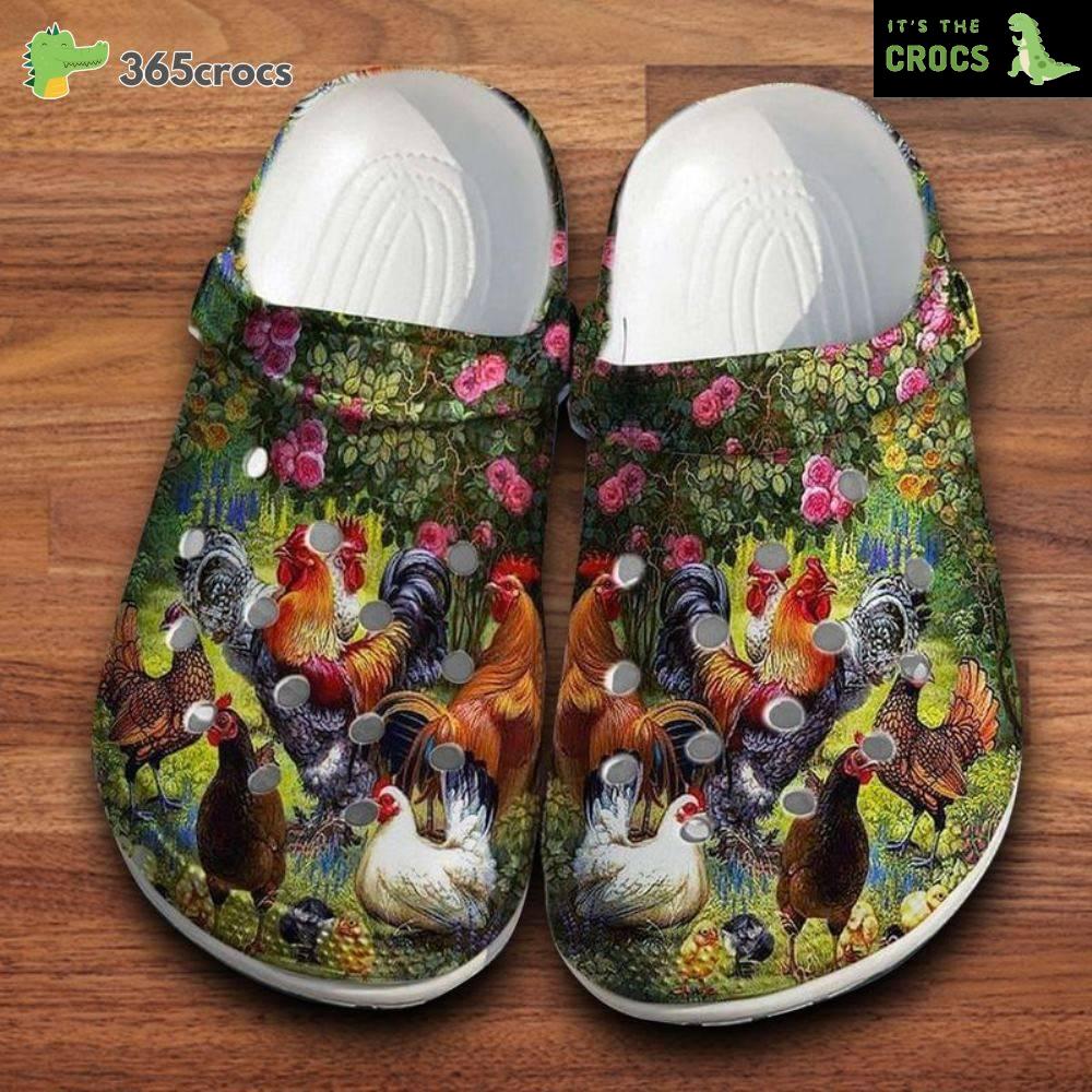 Chickens Garden Croc, Chickens Farm Croc, Chickens Classic Clog, Rooster Croc, For Friend Crocs Clog Shoes
