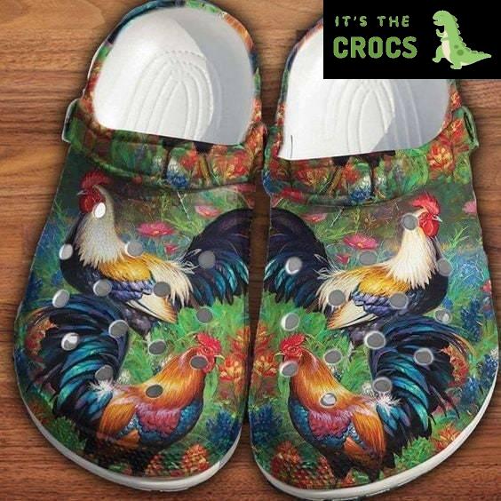 Clog Shoes Chicken Rooster Nature Flower 3D Full Printing Croc Chicken Lovers Idea, Clog For Men Women