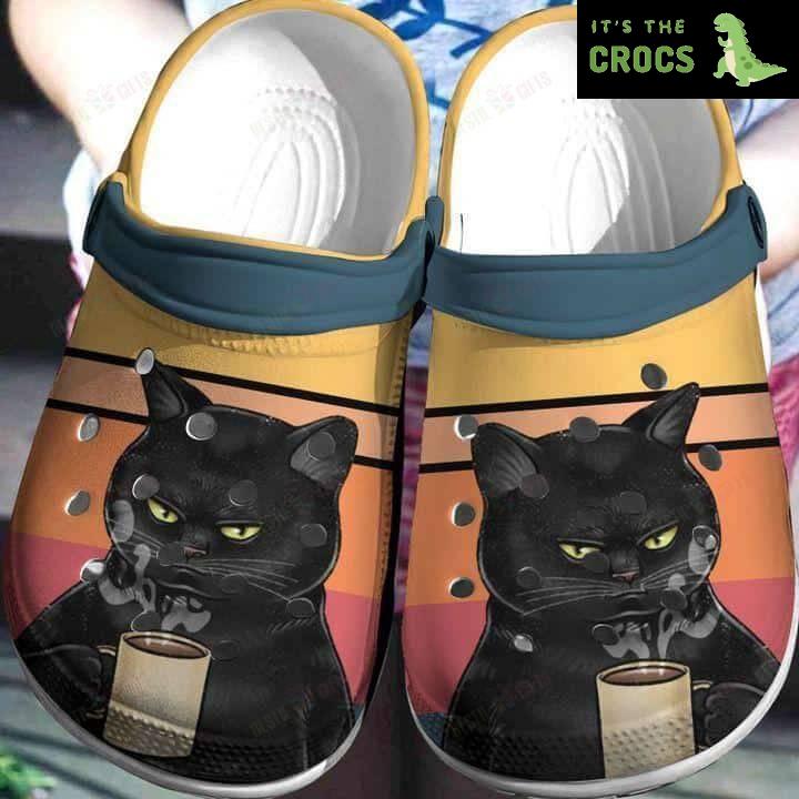 Coffee Cat Crocs Classic Clogs Shoes