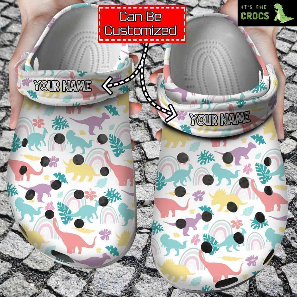 Colorful – Cute Dinosaur Patterns Clog Crocs Shoes For Men And Women