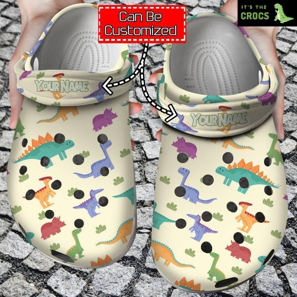 Colorful – Personalized Colorful Dinosaurs Pattern Clog Crocs Shoes For Men And Women