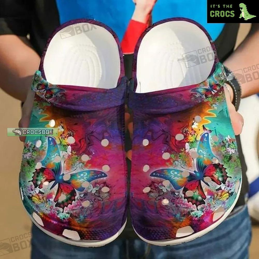 Colorful Butterfly Flower Crocs