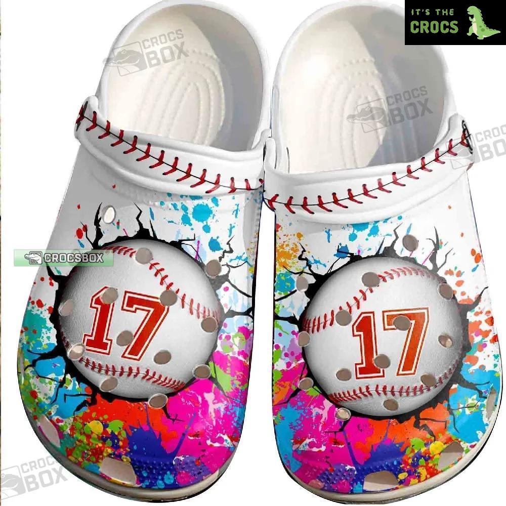 Colorful Paint Balls Shoes For Batter – Funny Baseball Crocs For Men Women