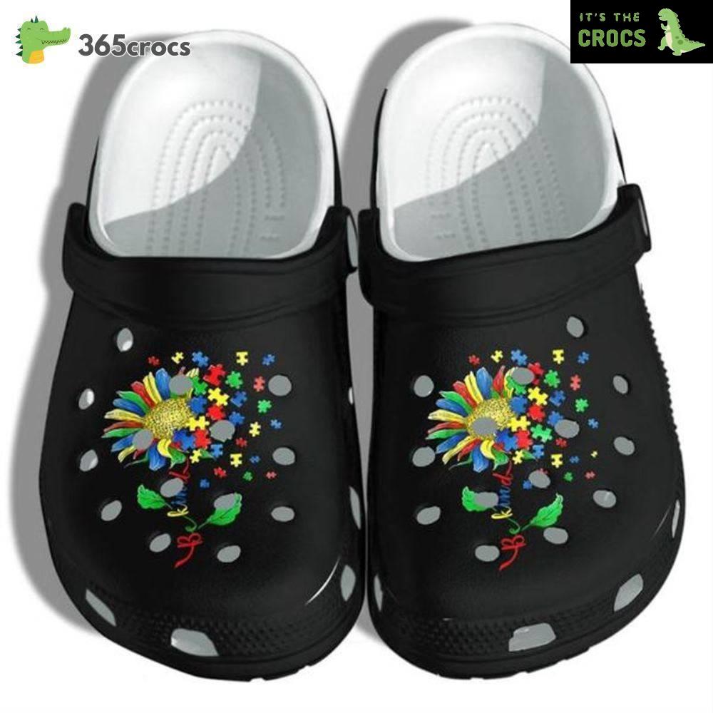 Colorful Sunflower Shoes Croc Be Kind With Autism Wonderful Christmas Crocs Clog Shoes