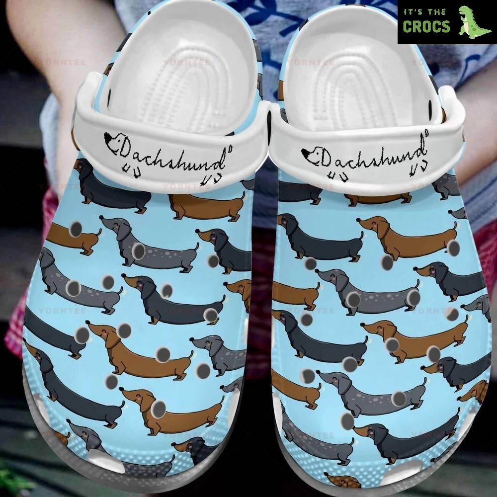 Colors My Love Dachshund Blue Gift For Lover Rubber clog Crocs Shoes