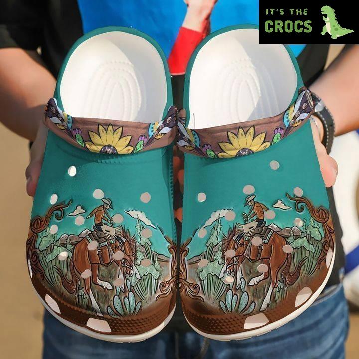 Cowboy And Sunflowers Crocs Classic Clogs Shoes