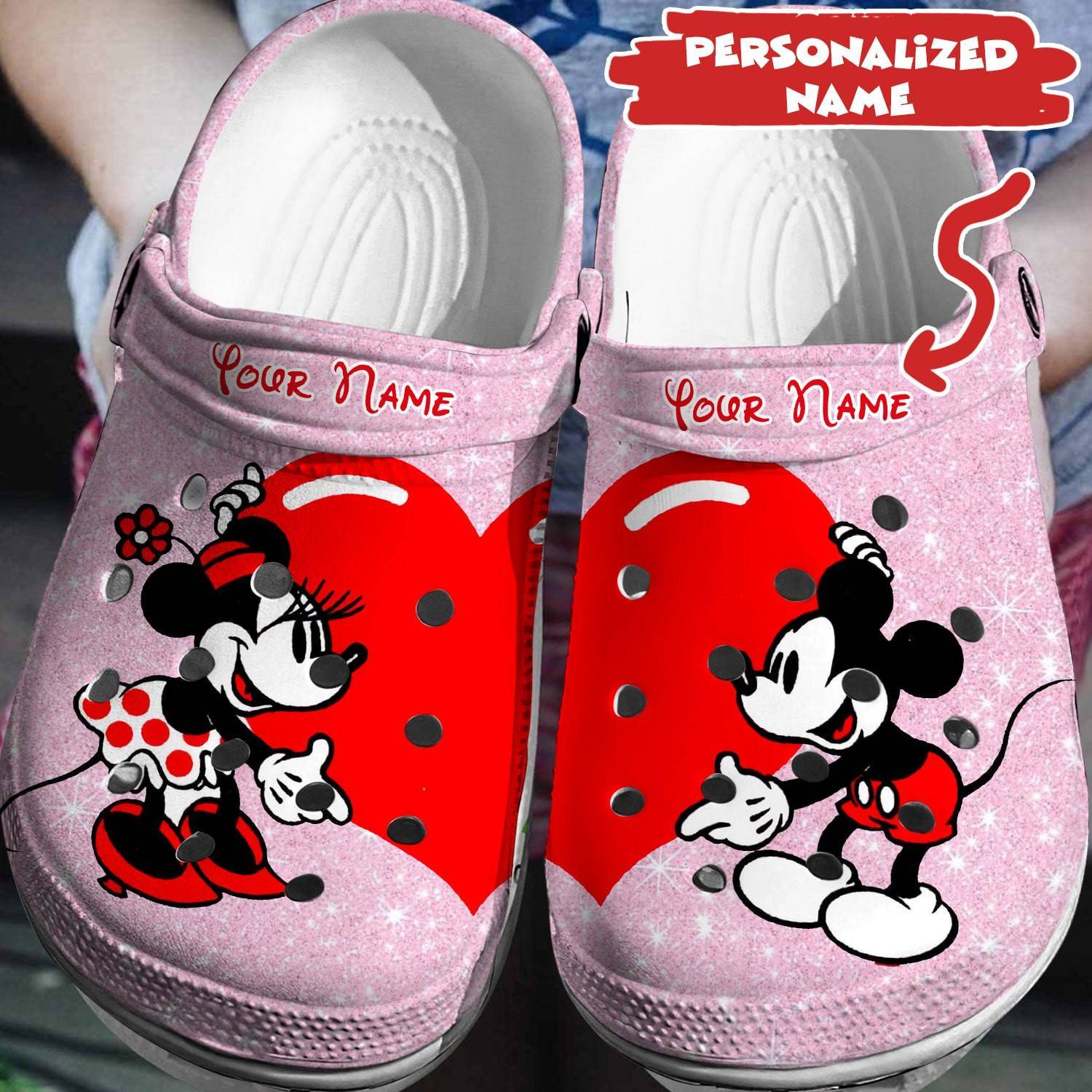 Crafted for Disney Lovers: Personalized Mickey Minnie Crocs 3D Clog Shoes