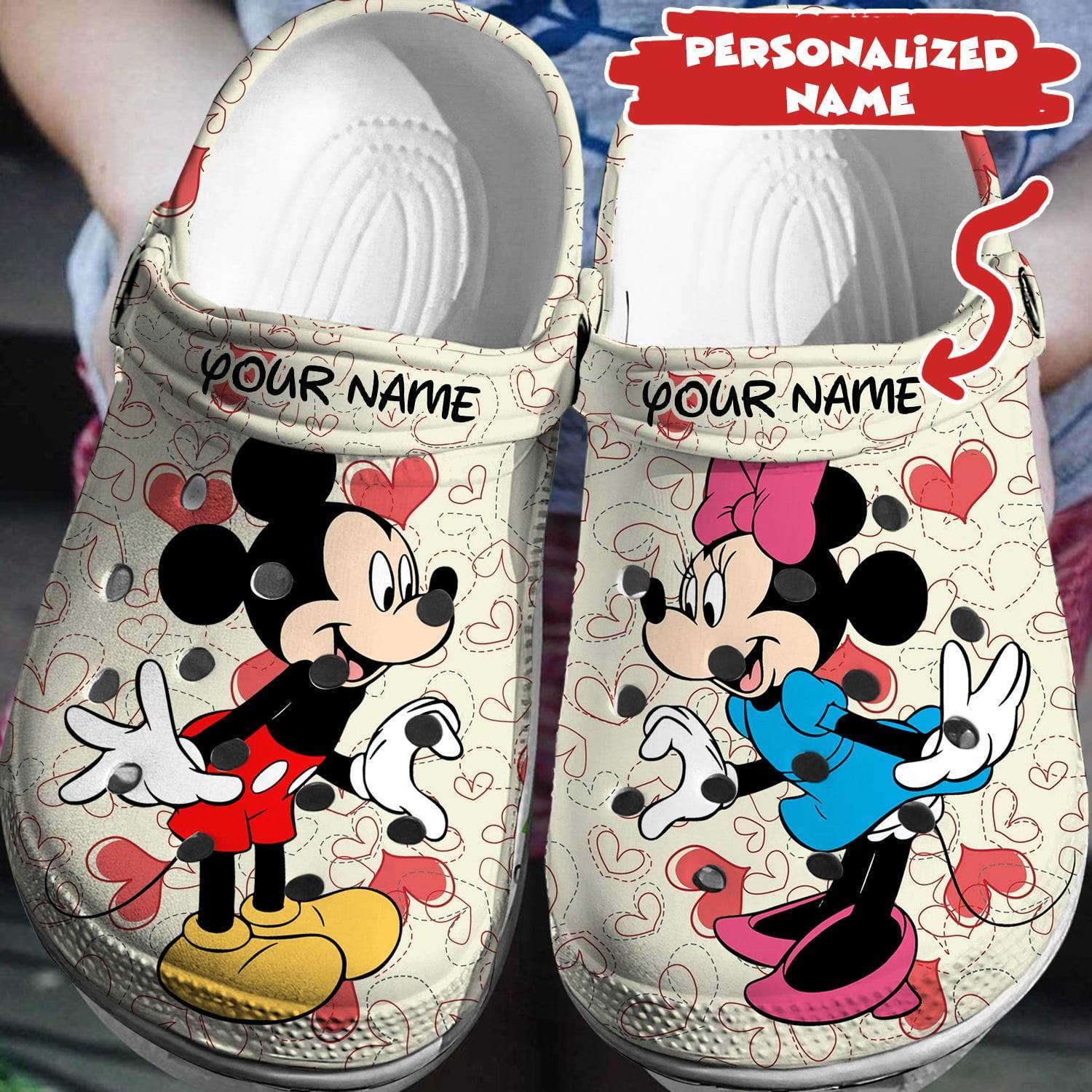 Create Your Disney Signature: Personalized Mickey Minnie Crocs 3D Clog Shoes