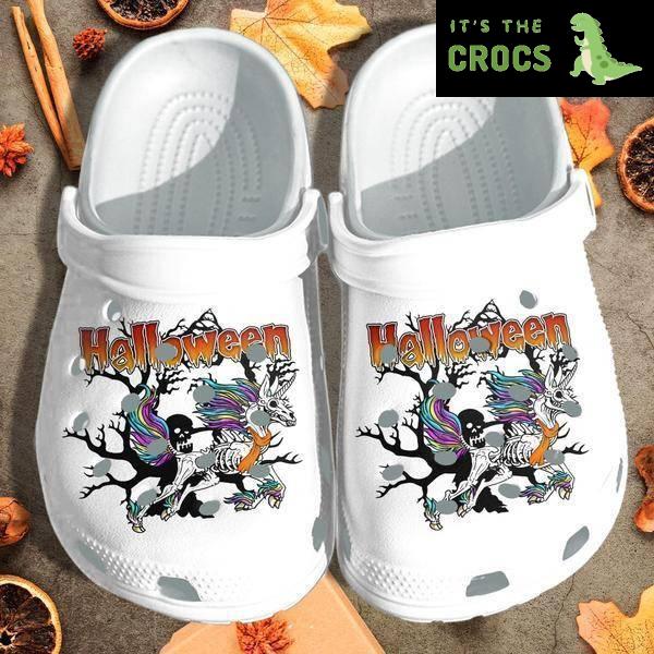 Creepy Unicorn And Skull Tattoo Funny Crocs Clog Shoesshoes Clog Halloween Crocs Clog Shoescrocband Clog Birthday Gift For Man Women
