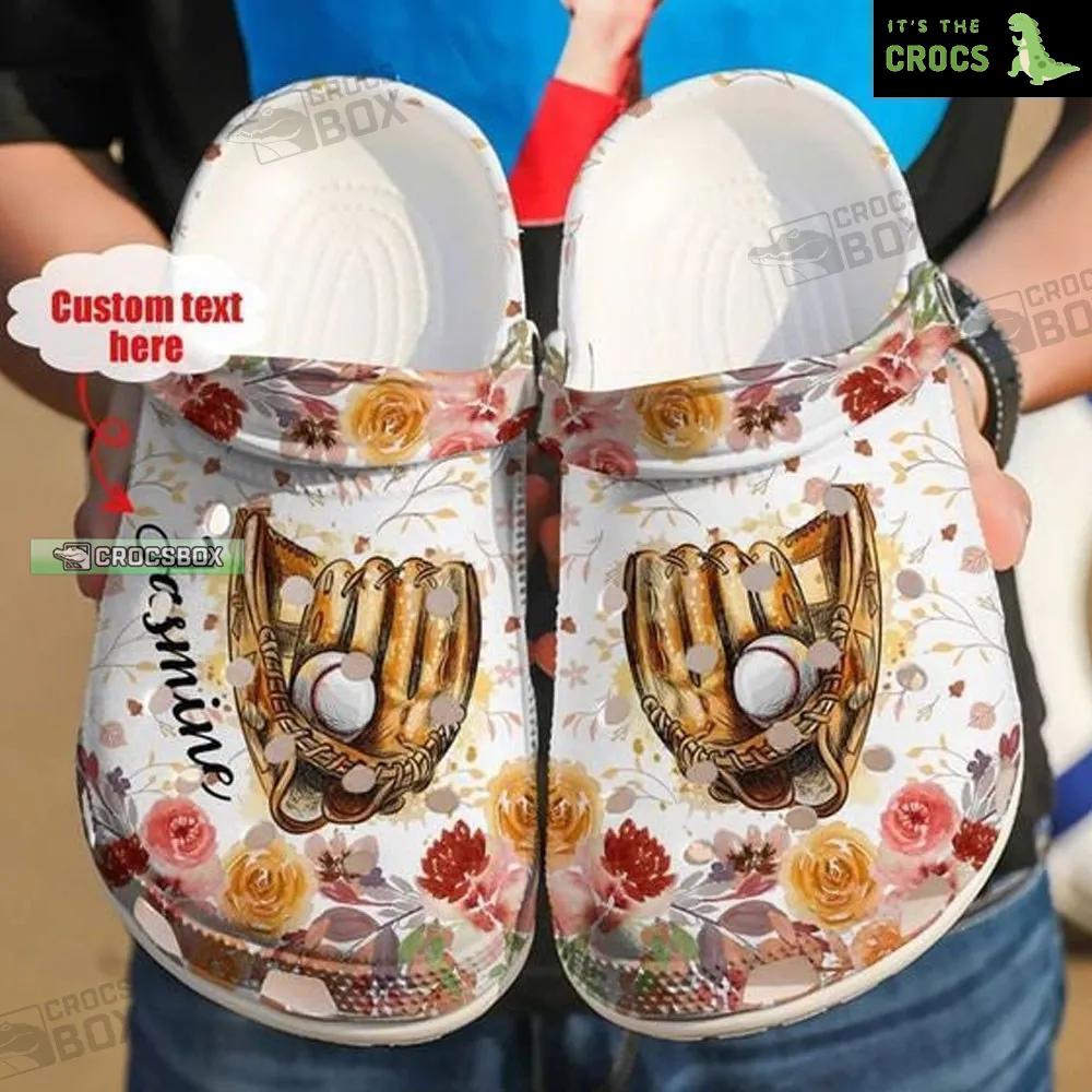 Custom Baseball Floral Crocs