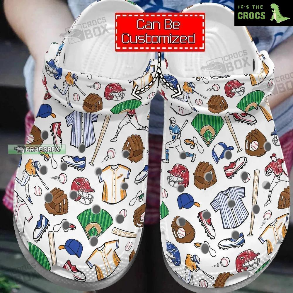 Custom Cartoon Baseball Gear Pattern Crocs