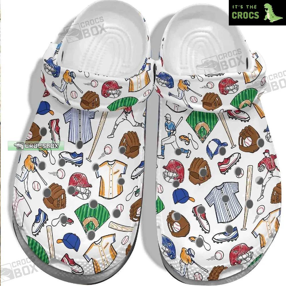 Custom Cartoon Baseball Gear Pattern Crocs