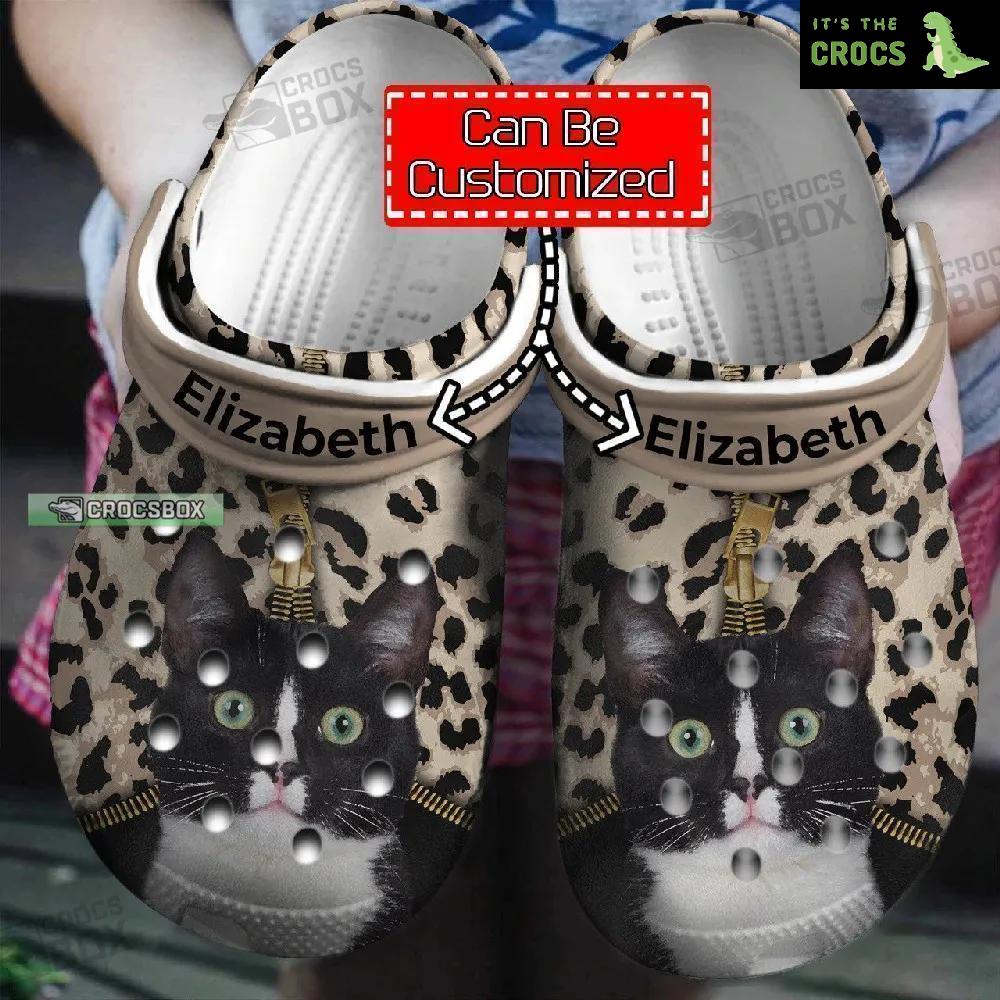 Custom Cat Leopard Pattern Crocs Shoes Animal