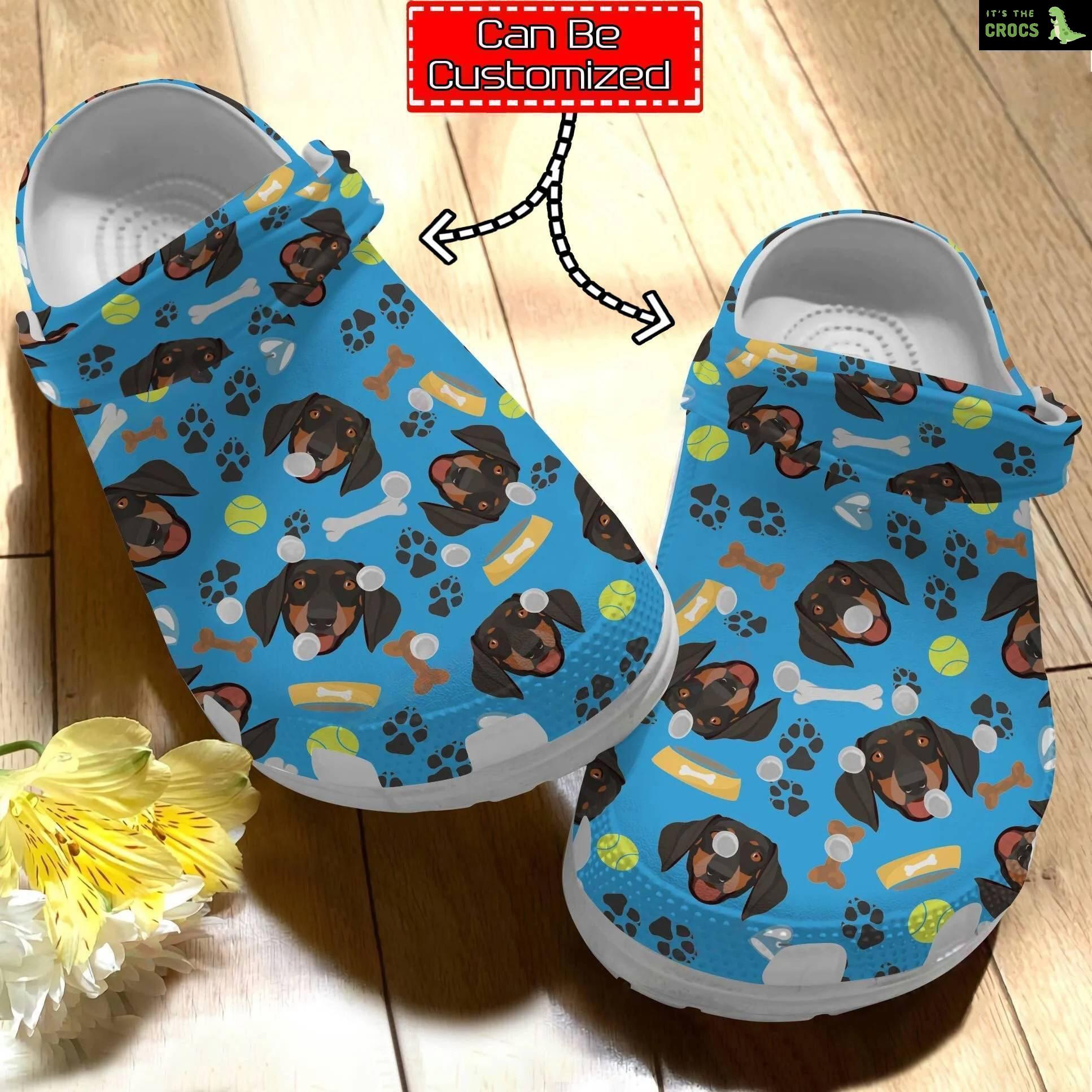 Custom Crocs Personalized Cute Dachshund Pattern Clog Shoes