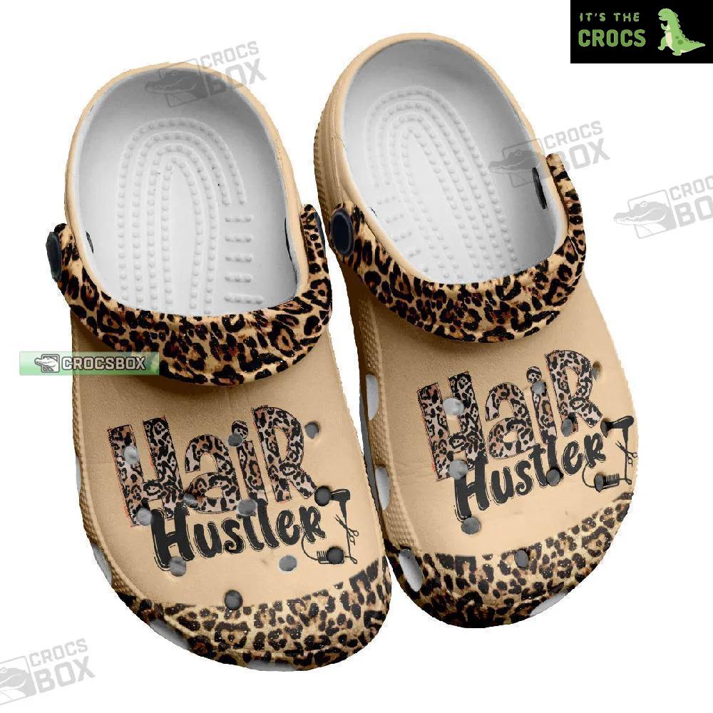 Custom Hair Hustler Leopard Crocs Shoes