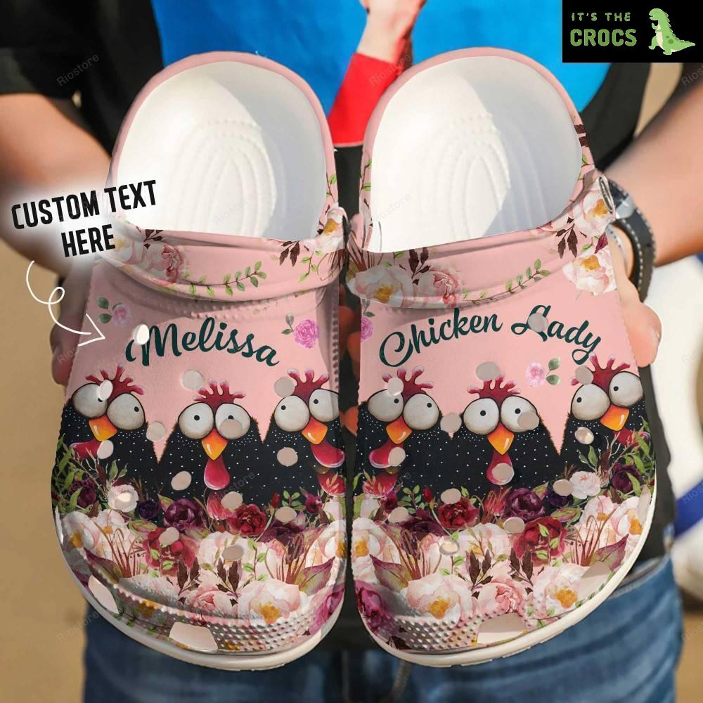 Custom Name Chicken Lady Black Chcikens Gift For Lover Rubber Crocs Clog Shoes