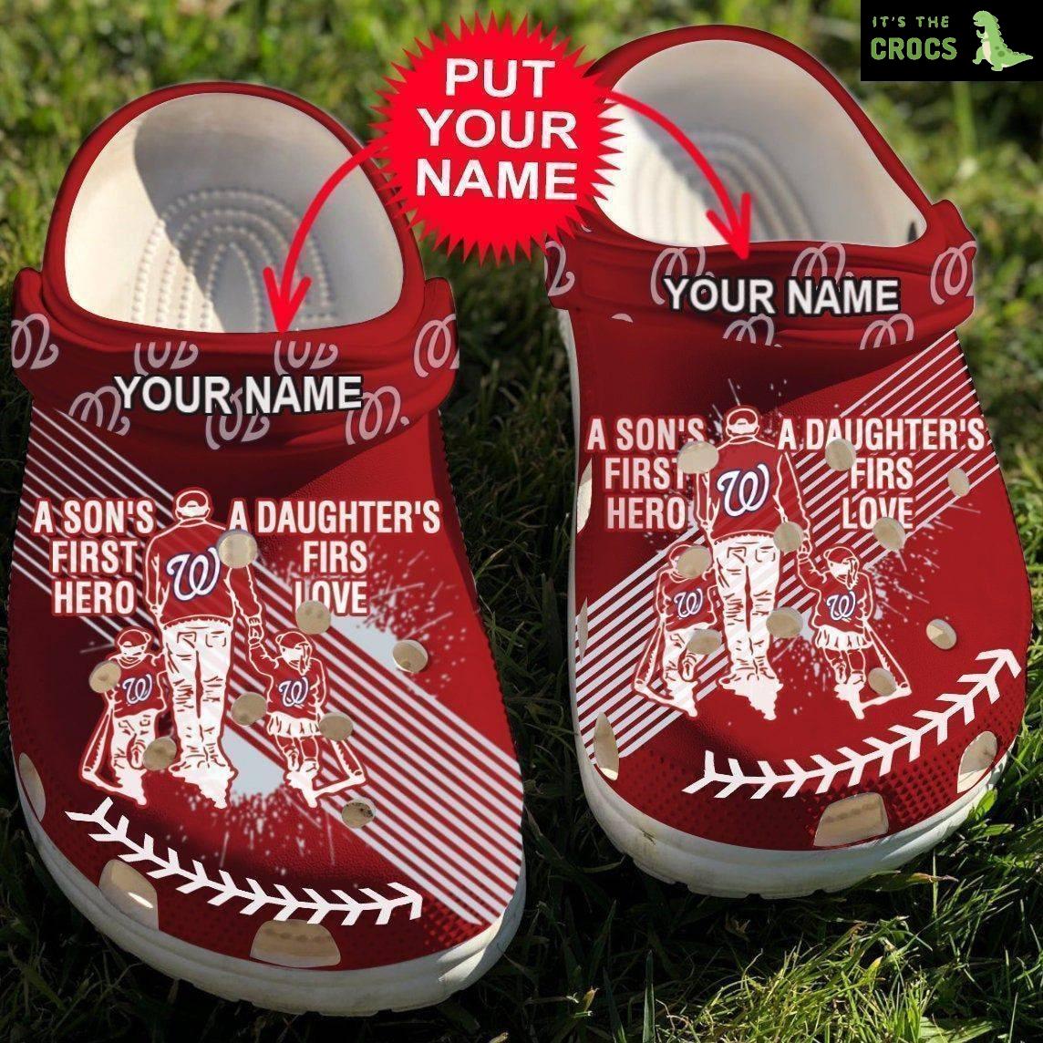 Custom Name Dad And Son Daughter Mlb Washington Nationals Rubber Crocs
